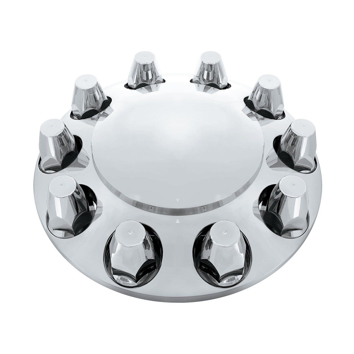 Dome Front Axle Cover With 33mm Standard Style Push-On Nut Covers - Chrome