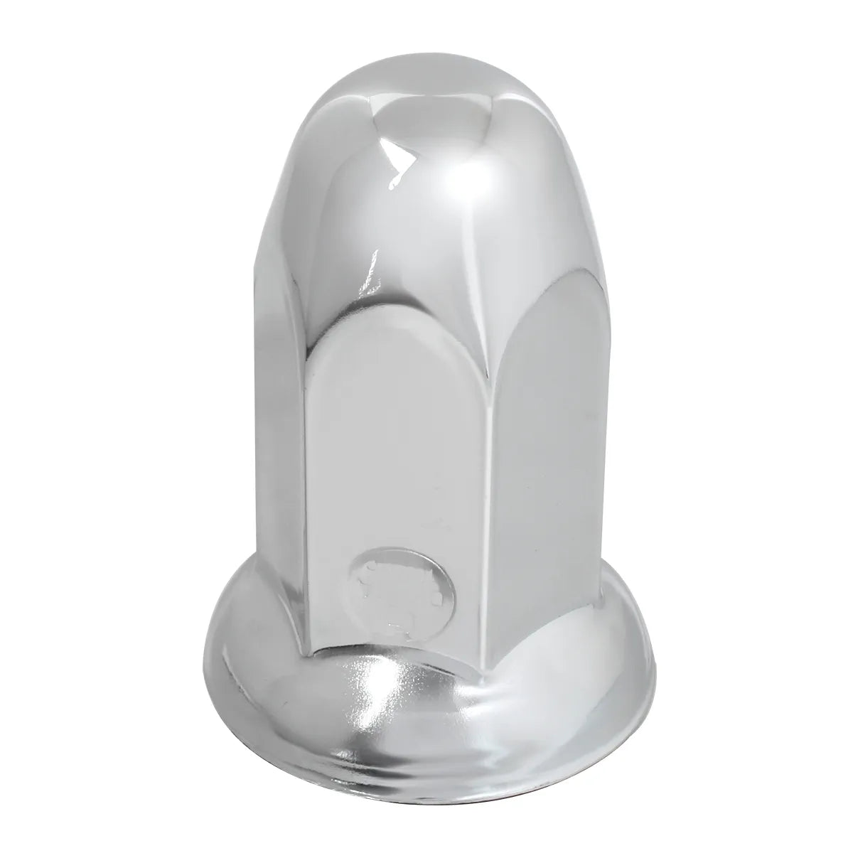 Image of the Grand General Chrome Steel Push-On Bullet Style Lug Nut Cover With Flange made from heavy-duty chrome-plated steel. Universal fit for most trucks.