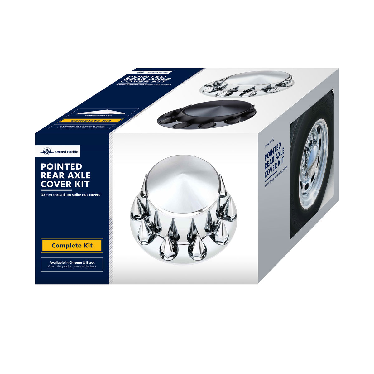 Pointed Rear Axle Cover With 33mm Spike Thread-On Nut Covers - Matte Black