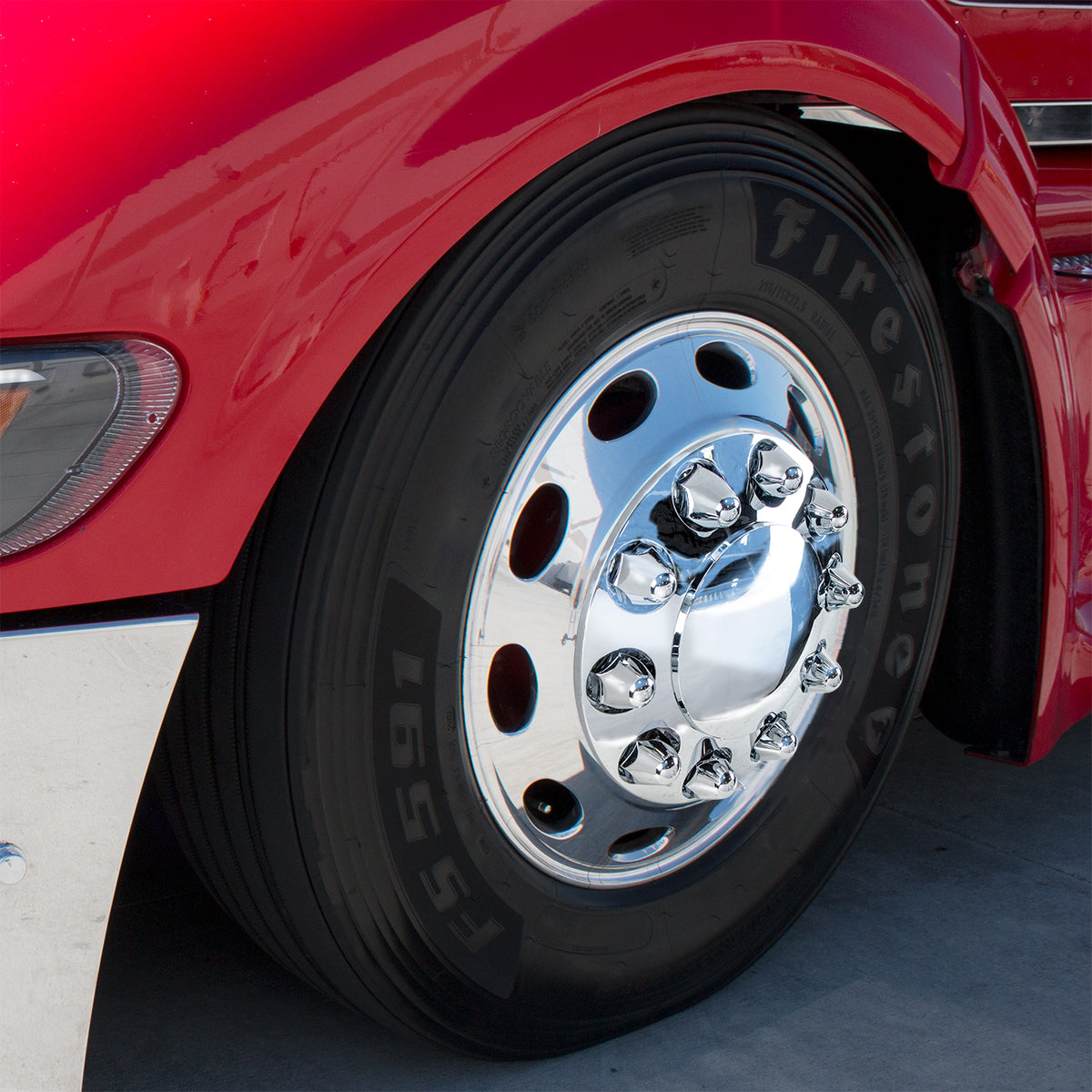 Front Axle Cover With Dome Cap & 1-1/2" Push-On Nut Covers - Chrome