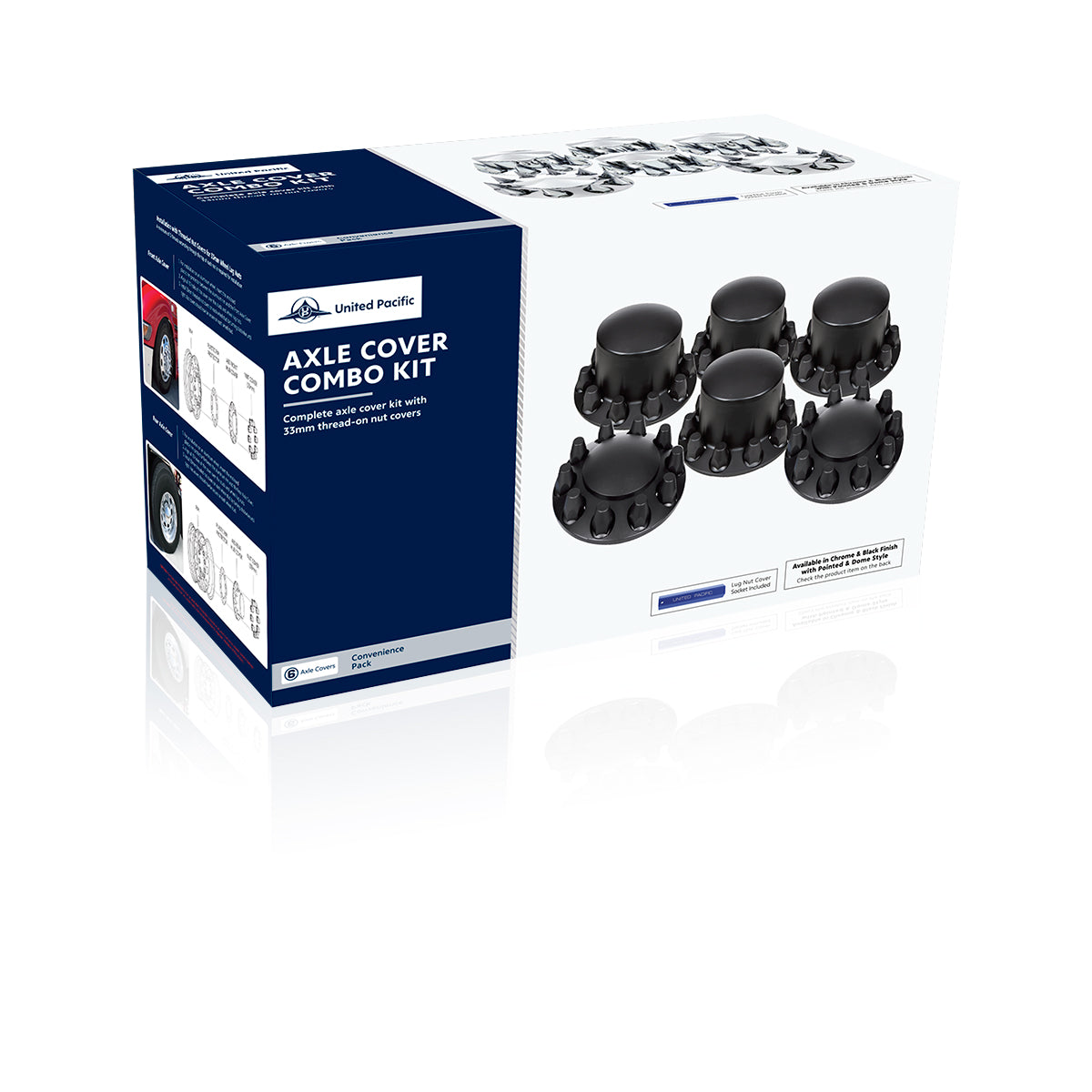 Pointed Axle Cover Combo Kit With 33mm Spike Nut Covers & Nut Covers Tool - Matte Black