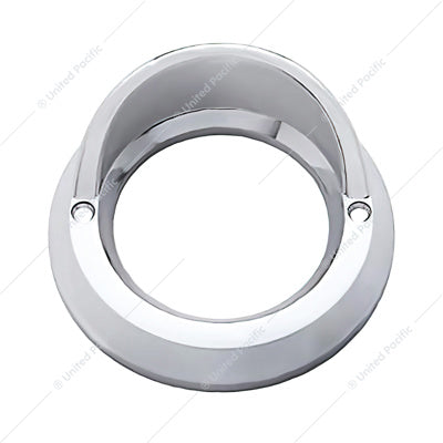 Image of the United Pacific Chrome Plastic Bezel with Visor & Lip 10481 that’s designed for universal 2" round marker or clearance lights
