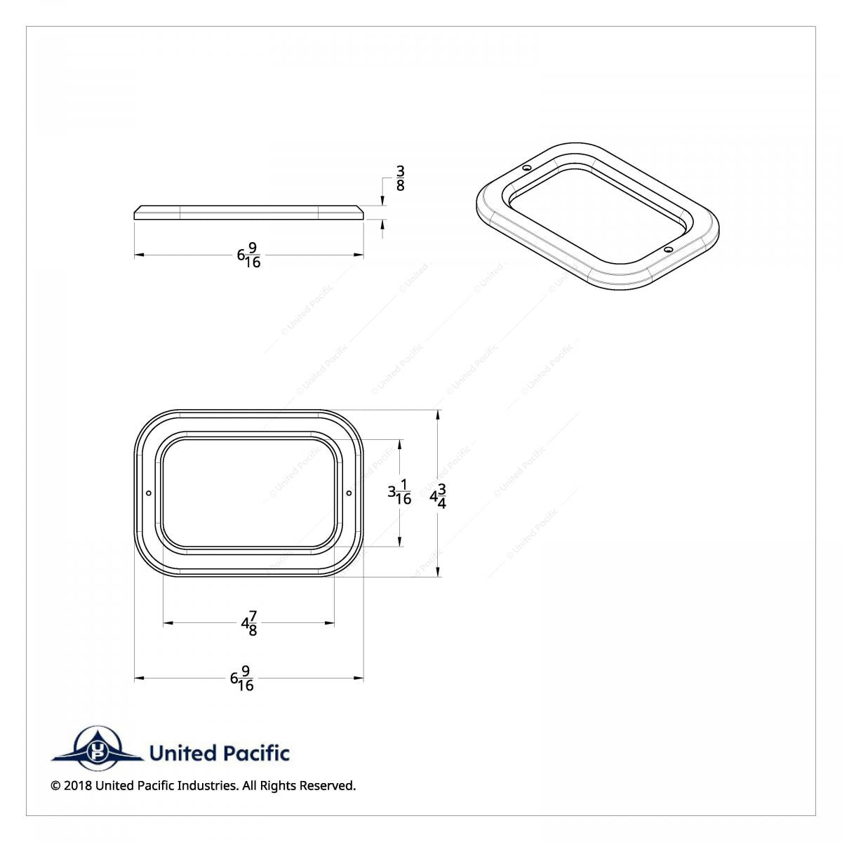 Chrome Plastic Rectangular Light Bezel without Visor