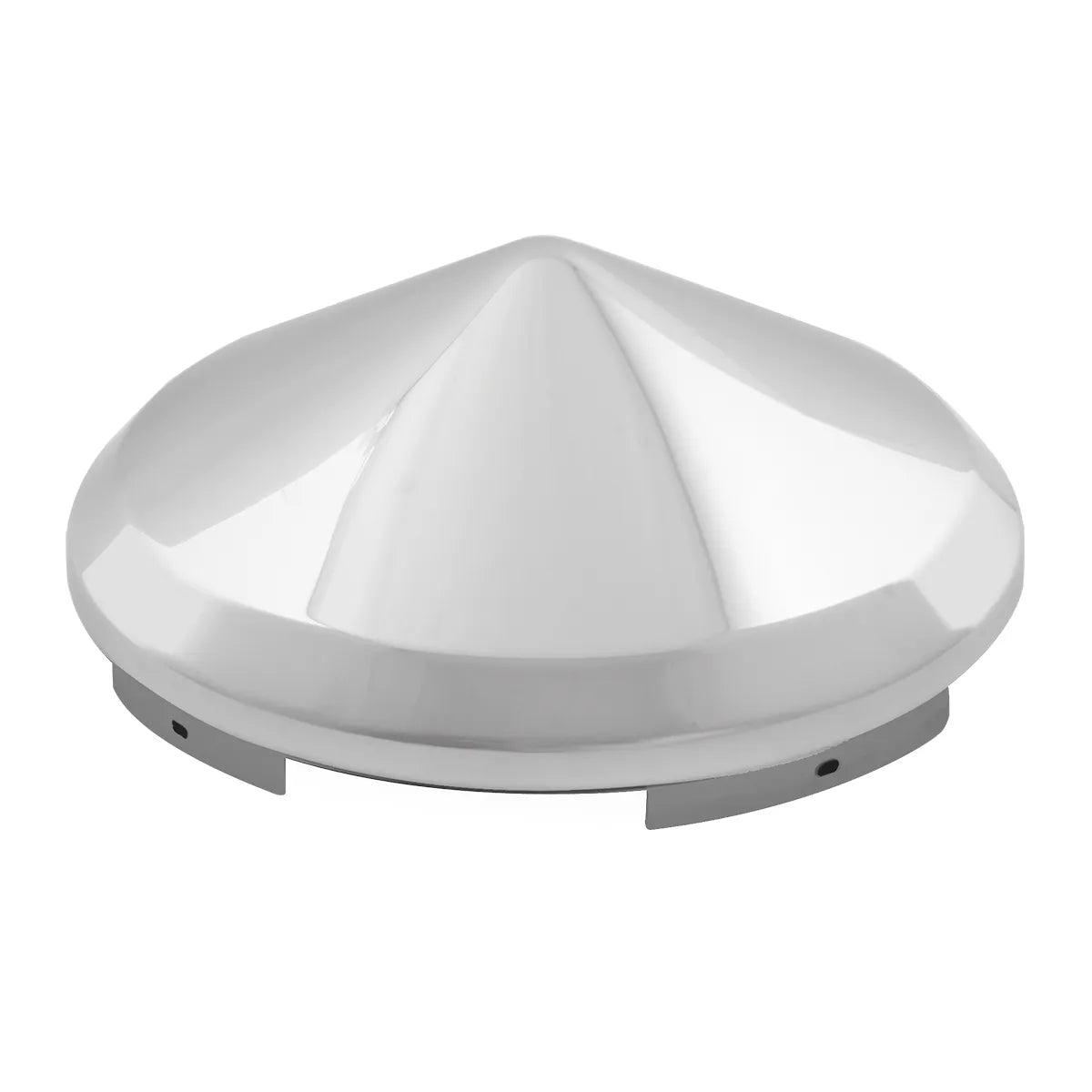 UNIVERSAL CONE STAINLESS STEEL FRONT HUB CAP, 7/16" LIP, 6 NOTCHES