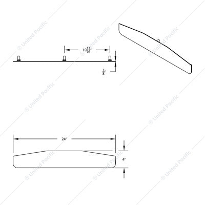 4" X 24" 304 Stainless Standard Bottom Mud Flap Plate - Welded Stud