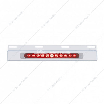 Stainless Top Mud Flap Plate With 11 LED 17" Light Bar & Bezel - Red LED/Red Lens (Each)
