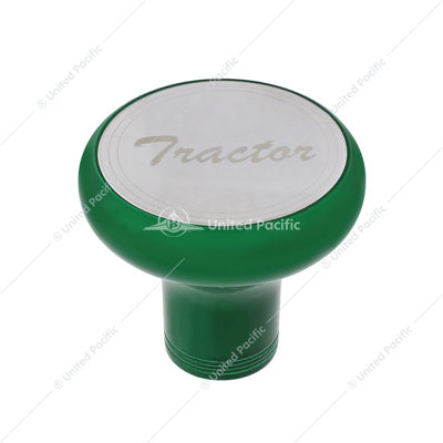 Deluxe Aluminum Screw-On Air Valve Knob with Stainless Tractor Plaque - Emerald Green