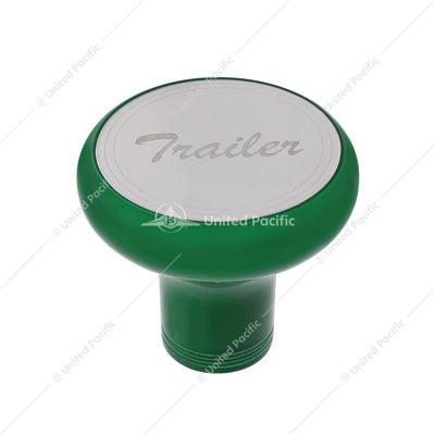 Deluxe Aluminum Screw-On Air Valve Knob with Stainless Trailer Plaque - Emerald Green