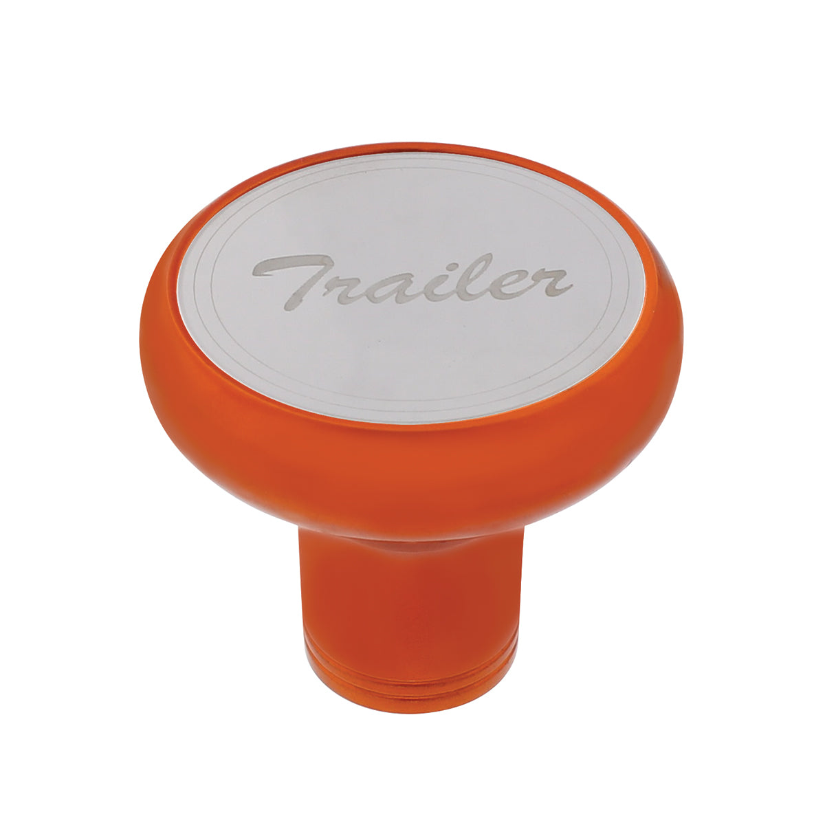Deluxe Aluminum Screw-On Air Valve Knob with Stainless "Trailer" Plaque - Cadmium Orange