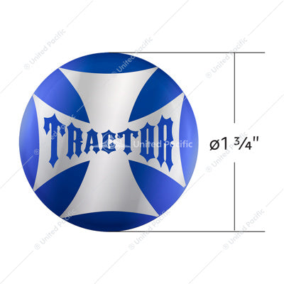 "Tractor" Maltese Cross Air Valve Knob Candy Color Sticker -Indigo Blue