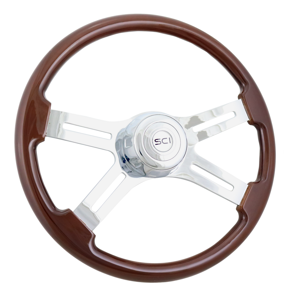 18" Classic Mahogany 4 Spoke Steering Wheel