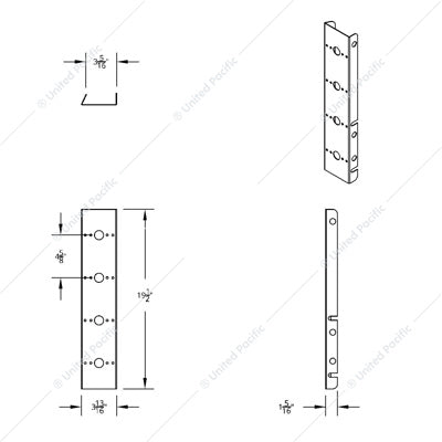 PETERBILT STAINLESS FRONT AIR CLEANER BRACKETS ONLY - 4 LIGHT CUTOUTS EACH (PAIR)