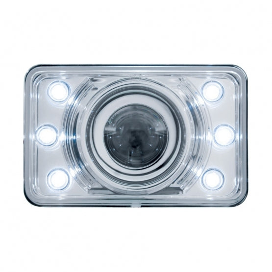 Ultralit- Crystal Headlight With 6 White LED Position Light - High Beam - 4" X 6"