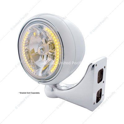 Stainless Steel Guide 682-C Style Headlight H4 Bulb with 34 Amber LED