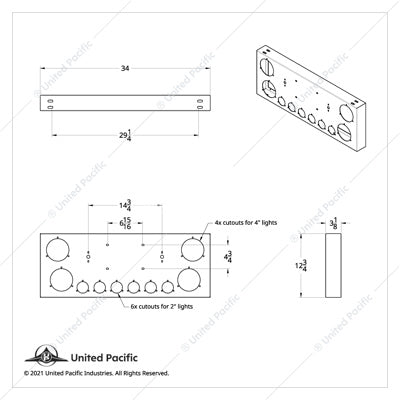 Rear Center Panel With 7 LED 4" 9 LED 2" Bezels with Visors - Red LED Red Lens