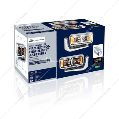 10 High Power LED "Blackout" Projection Headlight Assembly With Mounting Arm - Passenger