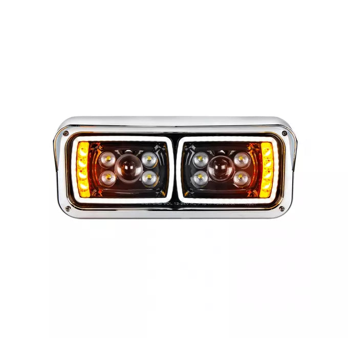 KENWORTH-FREIGHTLINER-PETERBILT LED Black Projector Headlight Assembly - Driver