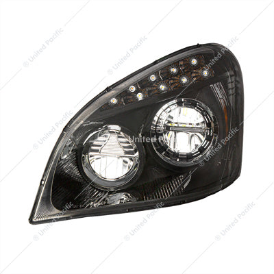 Freightliner Cascadia Black LED Headlight 2008-2017 Drivers's Side