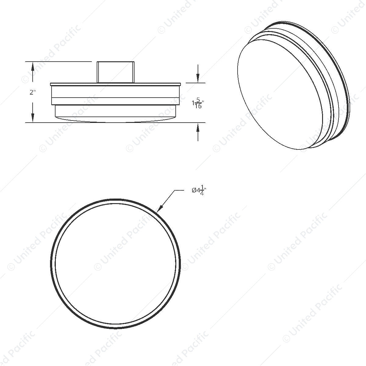 4" Round "Competition Series" LED Light Marker Stop/Turn/Tell Amber/Blue
