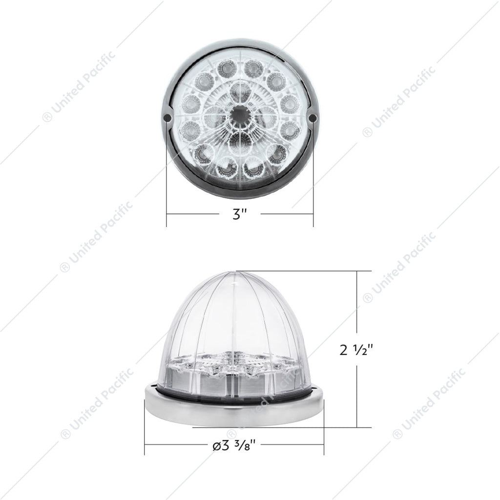 17 LED Watermelon Double Fury Light Flush Mount Kit With Low Profile SS Bezel