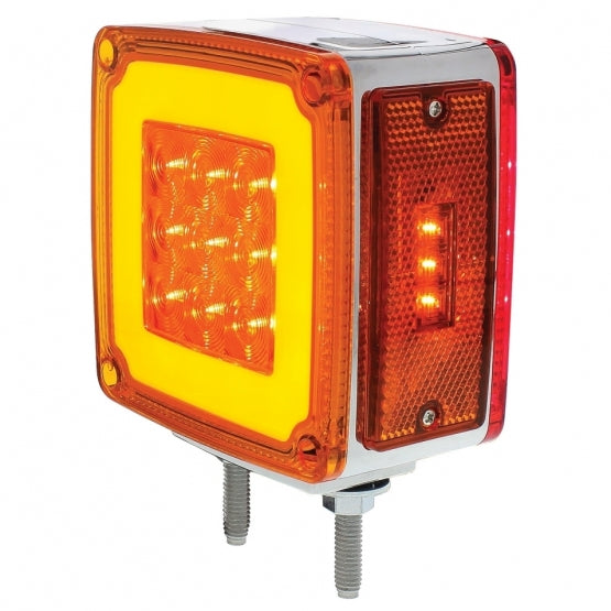 Double Stud Double Face GloLight With Side Marker (Turn Signal) - Passenger - 53 Amber & Red LED/Amber & Red Lens
