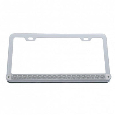 Chrome License Plate Frame With 19 LED 12" Reflector Light Bar