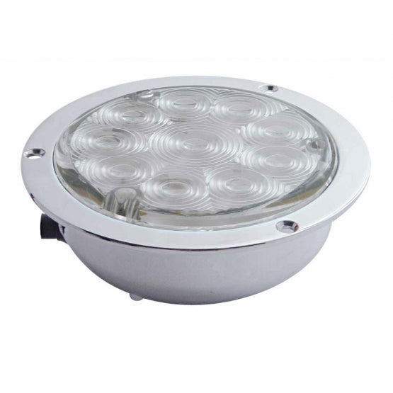 4" Round Flange Mount Backup LED Light - 10 Diodes - White LED/Clear Lens