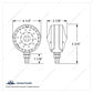 Sizing Illustration of the United Pacific 88 LED Single Stud Turn Signal Light - Amber & Red/Clear Part # 38114