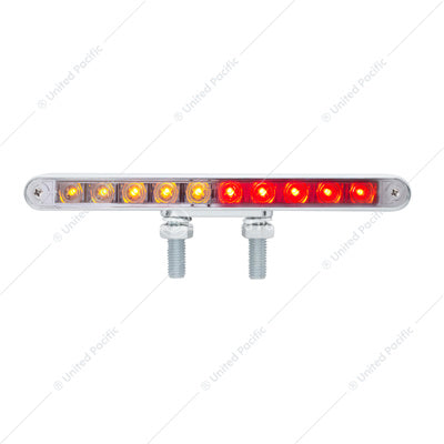 9" DOUBLE FACE LIGHT BAR - AMBER & RED LED/CLEAR LENS-20 LED