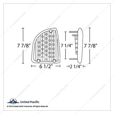 Size Illustration of the United Pacific Turn Signal Light for 1985-2007 Kenworth T600 - Passenger Side - Amber LED/Clear Lens Part # 39339