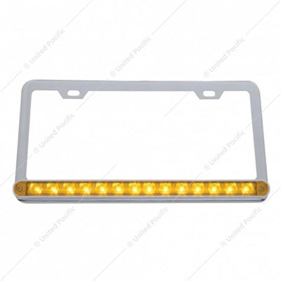 CHROME LICENSE PLATE FRAME WITH 14 LED 12" LIGHT BAR