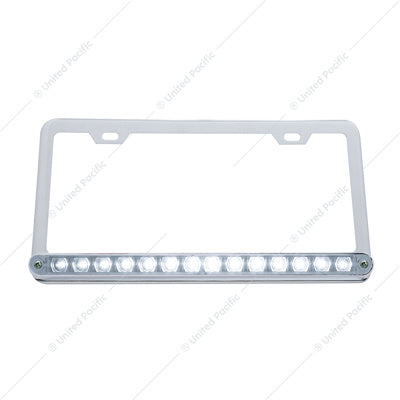 License Plate Frame With 14 LED 12" Light Bar - Amber LED/Clear Lens