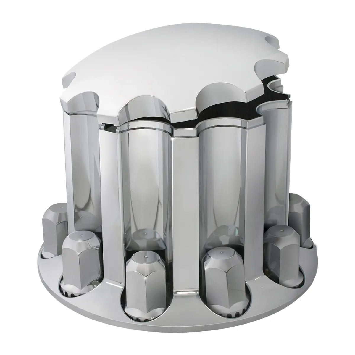 Chrome Plastic ABS Rear Axle Cover Set with Locking Tabs & Cone Hub Cap