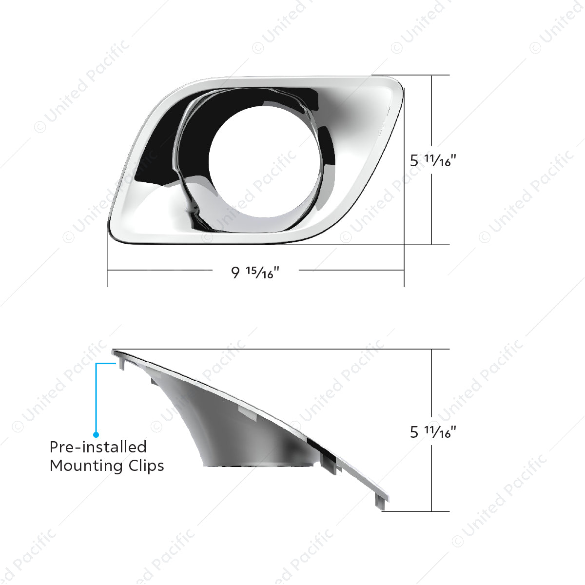 Chrome Plastic Fog Light Bezel For 2013-2021 Kenworth T680-Driver