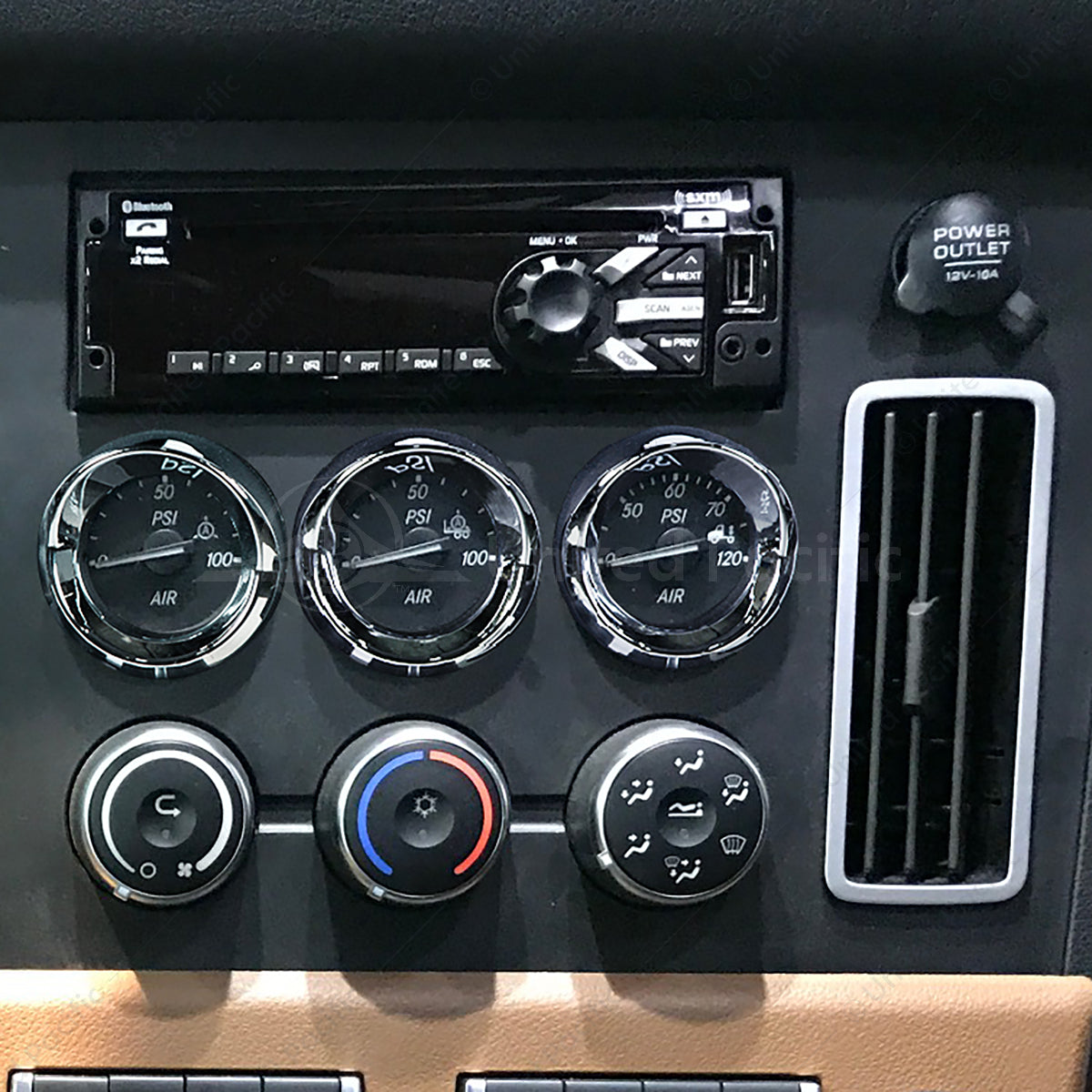 Chrome Small Gauge Cover With Visor For 2018-2023 Freightliner Cascadia