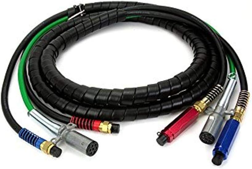 3-in-1 Wrapped Air/Electrical Assembly 15' with Service, Emergency, and ABS Power Lines Standard Hose Handles