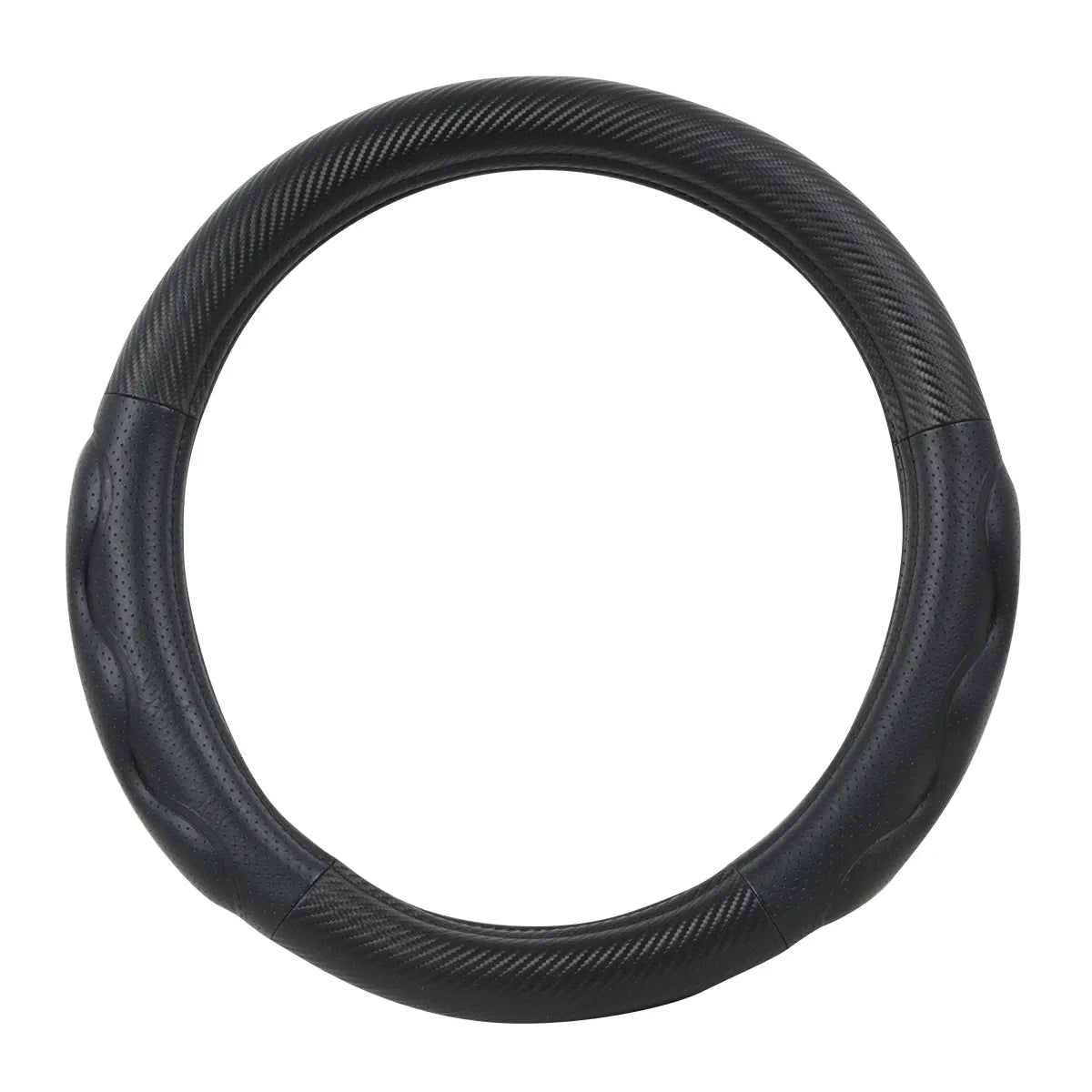 HEAVY DUTY 18″ STEERING WHEEL COVER IN DELUXE+ MATTE CARBON FIBER