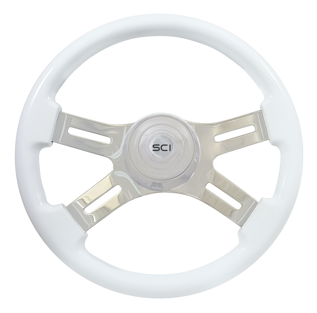 16" Classic White Steering Wheel With Matching Bezel