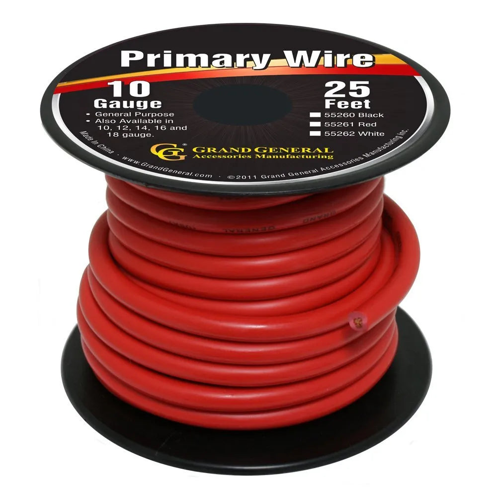 Primary Wire 10 Gauge- Red 25 ft