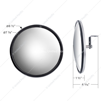 United Pacific 8.5" 320R Convex Mirror - 430 Stainless, Center Stud