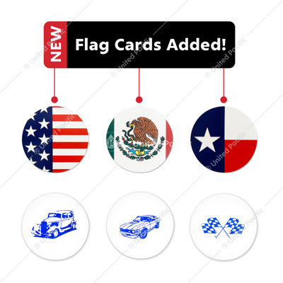 Vintage Steering Wheel Spinner with Clear Removable Top & Additional Flag Inserts