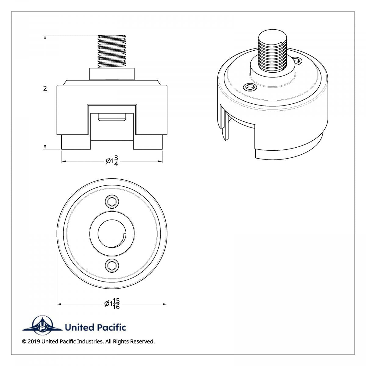 Shift Knob Mounting Adapter For Eaton Fuller Style 13/15/18 Shifter - Chrome 1/2"-13 Thread-On