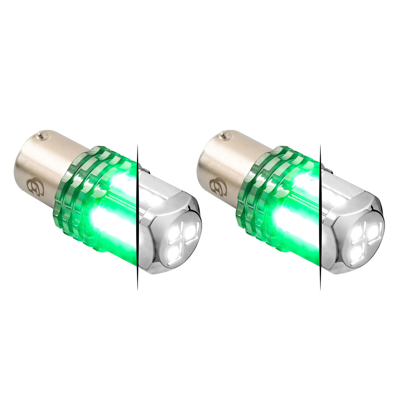 1157 Dual Color LED Bulb - White Primary / Green Secondary (PR)