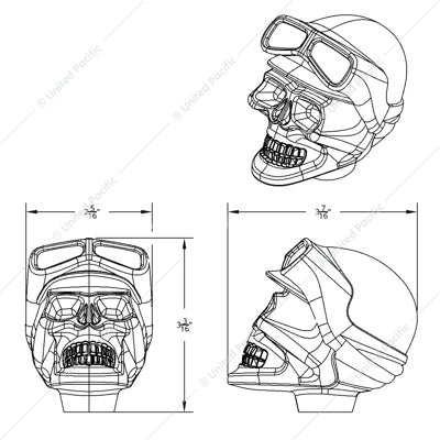 Aluminum Skull Biker 1/2"-13 Thread-On Gearshift Knob - Black