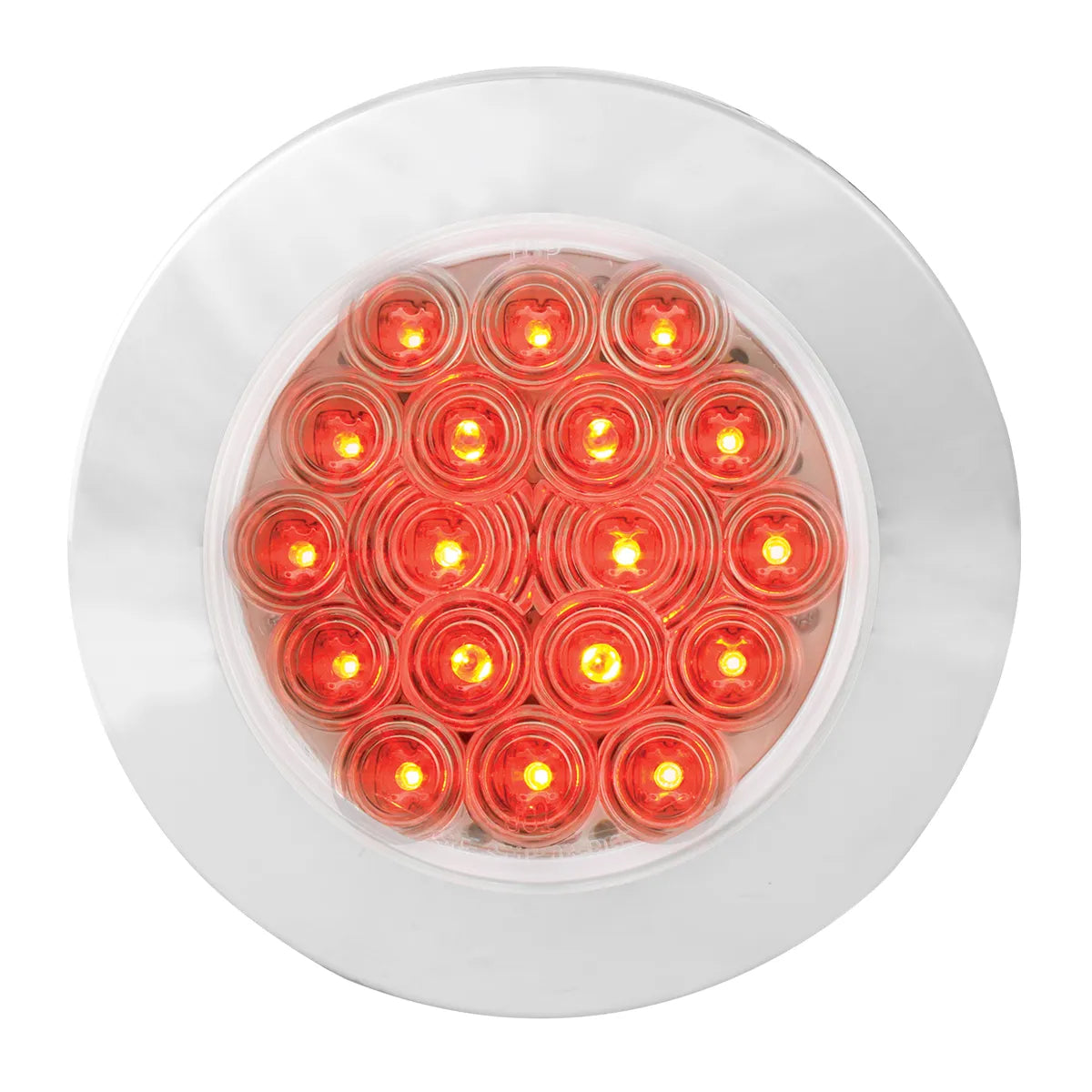 4" Fleet 18 LED Red Clear Flange Mount With Twist & Lock Bezel Stop Turn Tail