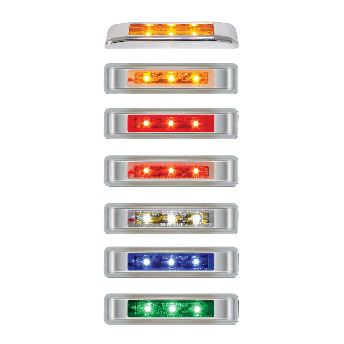 3 1/2″ Ultra Thin LED Marker & Clearance Light With Chrome Plastic Bezel Red Clear