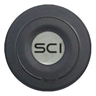 Jasper - 18" Poly 2-spoke w/Slot Cut Outs, Black Bezel & Black Horn Button - Silver SCI Logo