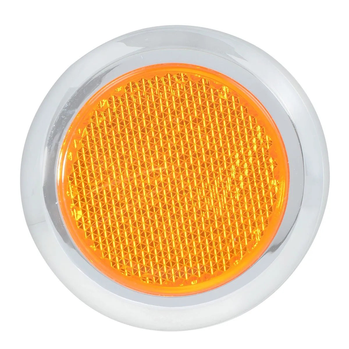 2 1/8″ Round Stick On Reflector With Chrome Trim RED