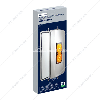 7" X 16" 18 LED 430 Stainless Steel West Coast Mirror - Non-Heated