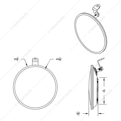 8-1/2" 430 Stainless Steel Convex Mirror with LED - Driver